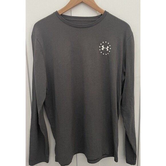 Under Armour Freedom Flag Wounded Warrior Men’s Gray Long Sleeve Large HeatGear - Picture 2 of 9